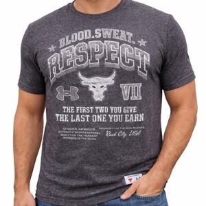 NEW Under Armour Dwayne The Rock Johnson Blood Sweat Respect T Shirt Large #0733